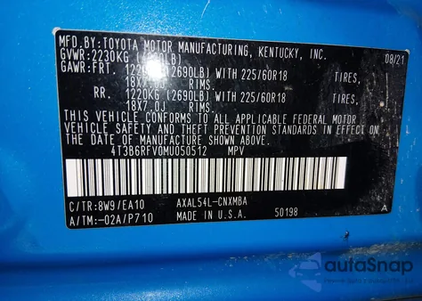 2021 Toyota Rav4 Hybrid Xle Premium from USA, damaged, VIN 4T3B6RFV0MU050512